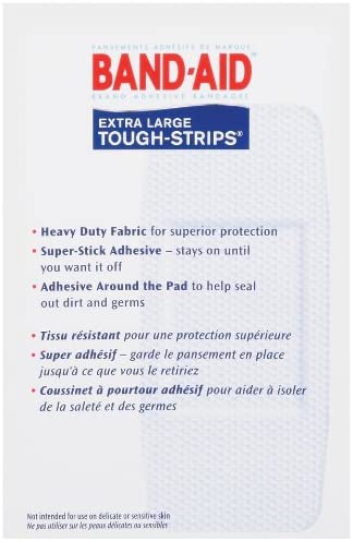 Band-Aid Brand Adhesive Bandages, Tough-Strips, Extra Large (1.75-Inch Wide), 10-Count Bandages (Pack of 6)