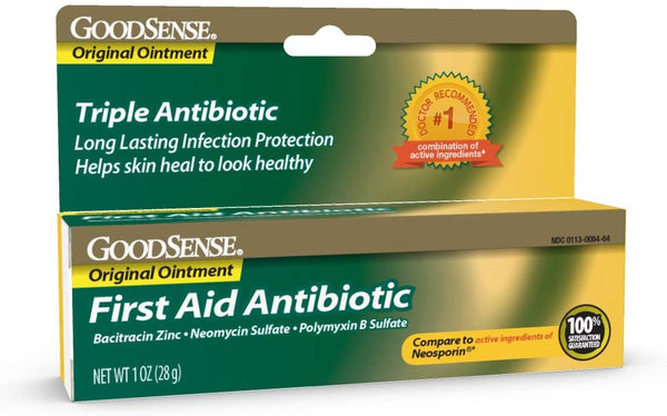 GoodSense First Aid Antibiotic Ointment, Triple Antibiotic for Infection Protection for Burns, Cuts and Scrapes, 1 Ounce