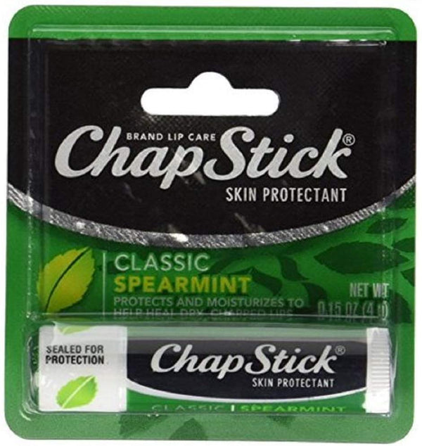 ChapStick Classic Skin Protectant Lip Balm, Spearmint Flavor, 1 Count (Pack of 12)