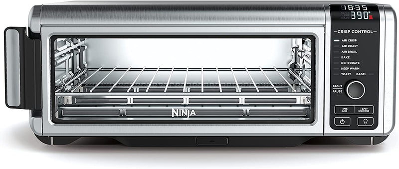 Ninja SP101 Digital Air Fry Countertop Oven with 8-in-1 Functionality, Flip Up & Away Capability for Storage Space, with Air Fry Basket, Wire Rack & Crumb Tray, Silver