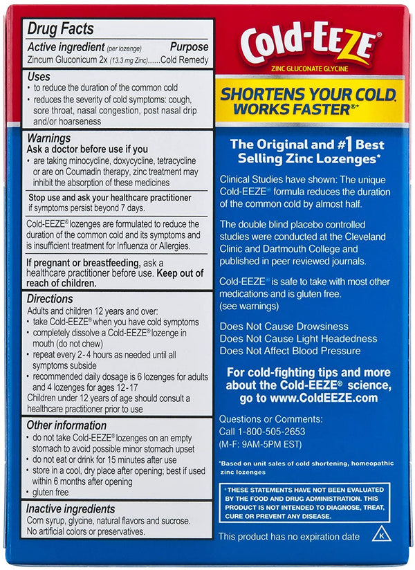 Cold-EEZE Cold Remedy Lozenges Cherry, 18 Count