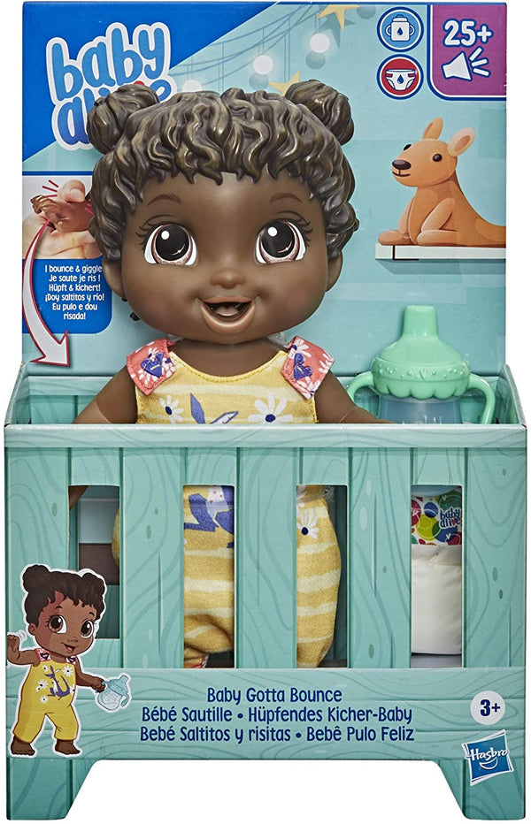 Baby Alive Baby Gotta Bounce Doll, Kangaroo Outfit, Bounces with 25+ SFX and Giggles