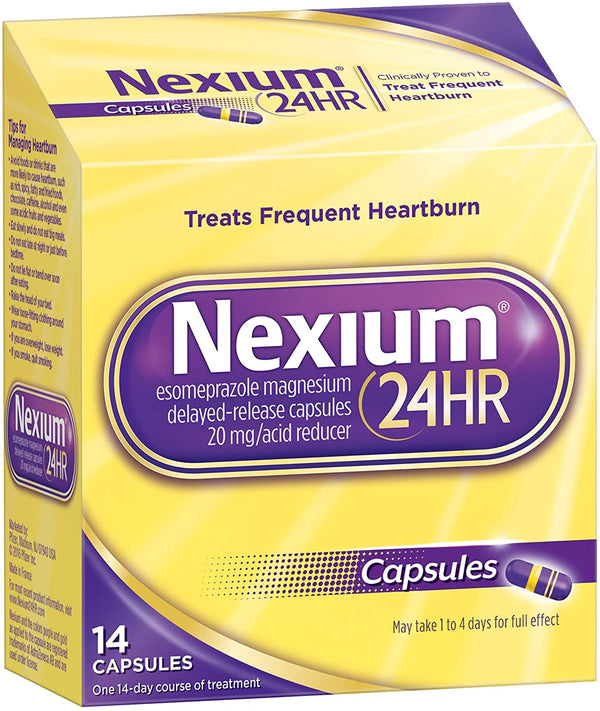 Nexium 24HR (14 Count, Capsules) All-Day, All-Night Protection from Frequent Heartburn 20mg Acid Reducer