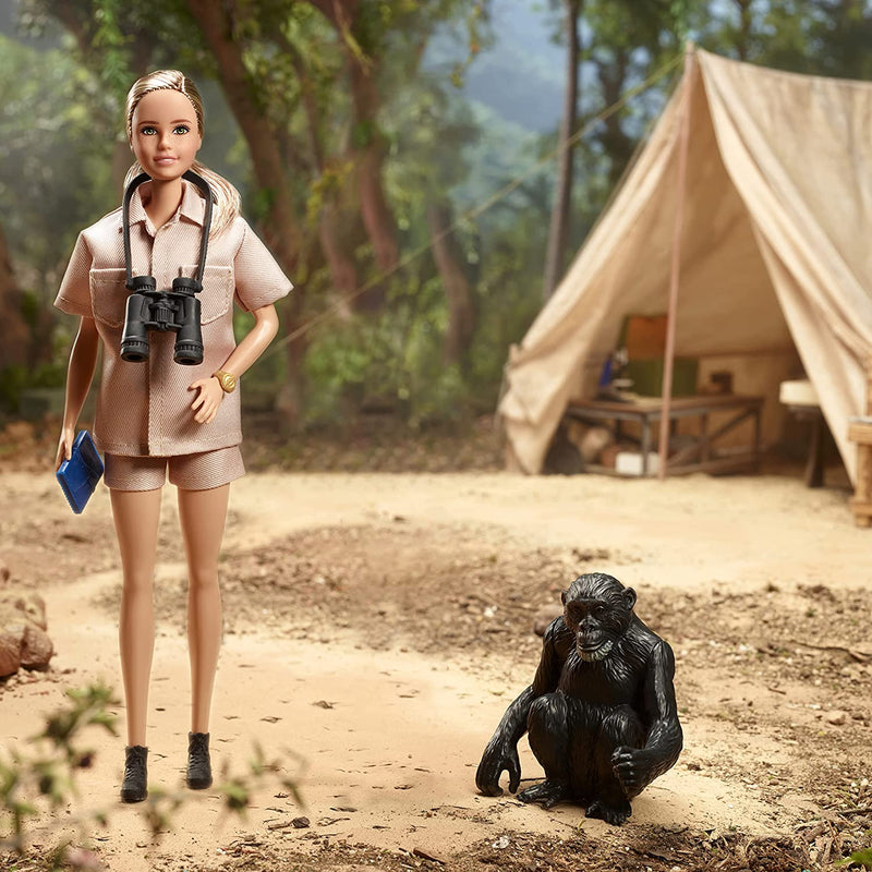 Dr. Jane Goodall Barbie Inspiring Women Doll, Made from Recycled Materials, Gift for Collectors and Kids Ages 6 Years Old & Up