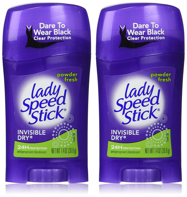 Lady Speed Stick Deodorant 1.4 Ounce Powder Fresh Invisible Dry (41ml) (2 Pack)